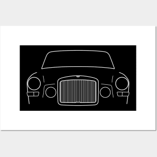 Vanden Plas Princess classic 1960s British saloon car white outline graphic Posters and Art